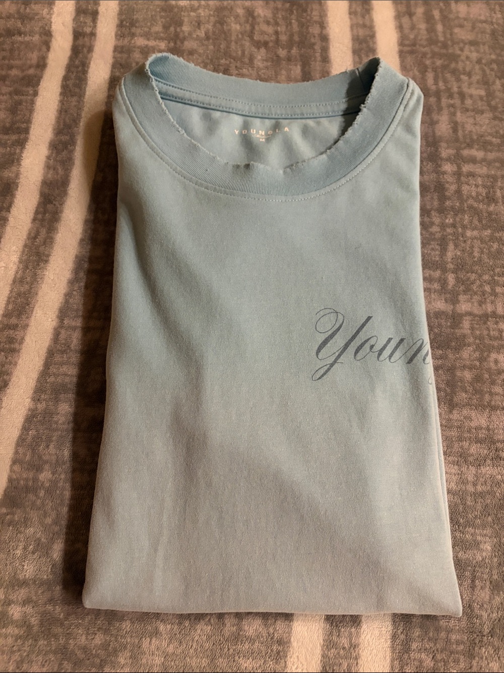 YoungLA Distressed Short Sleeve Logo Tee Size Medium